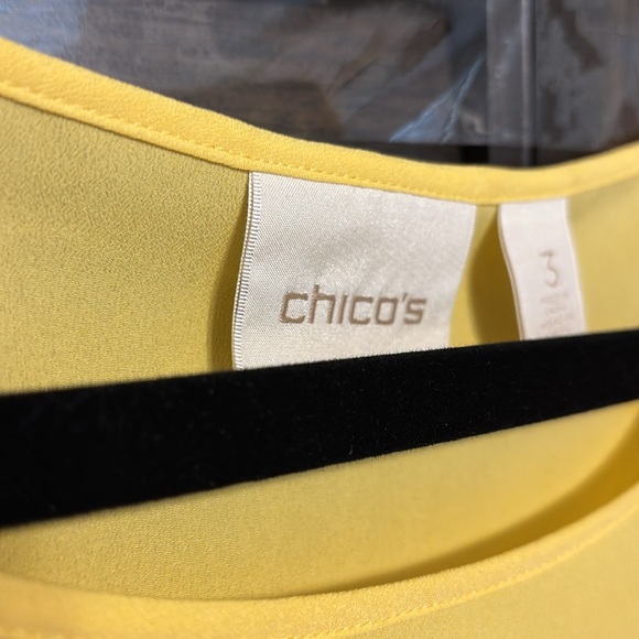 Chico's Women's Split Sleeve Tunic Top Size 3 US XL Yellow Boat Neck Spring - Picture 4 of 5